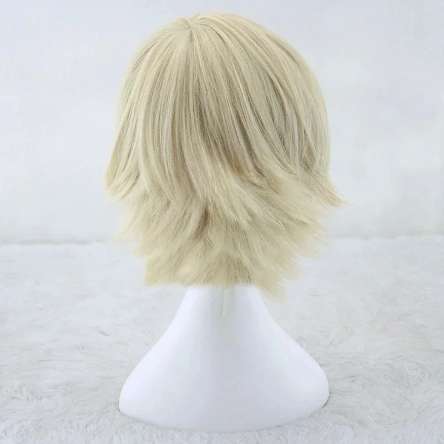Anime Urahara Kisuke Cosplay Wig Kisuke Urahara Wigs Short Blonde Hair Heat Resistant Synthetic Men Party Wigs
