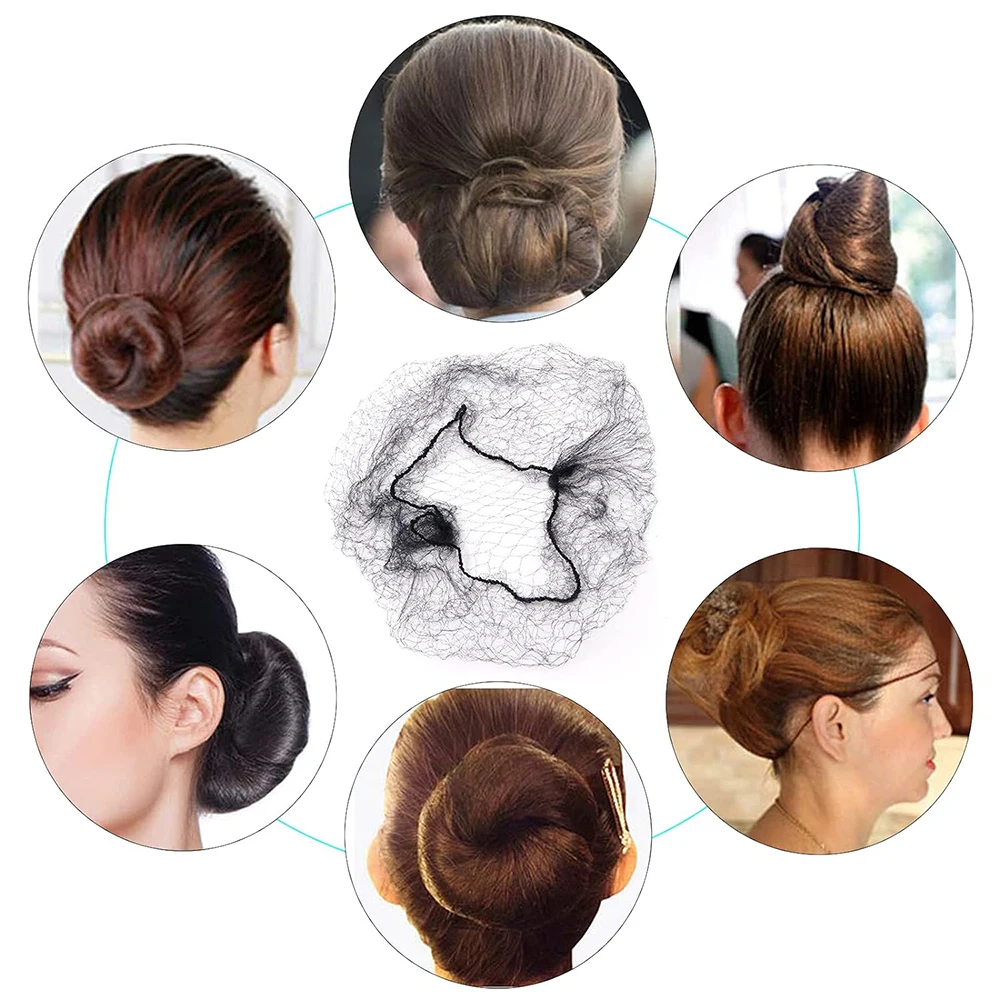 10/60Pcs 5MM Nylon Hair Nets Invisible Disposable Hair Net Ballet Dance Net Bun Hair Nets Invisible Elastic Edge Mesh Hair
