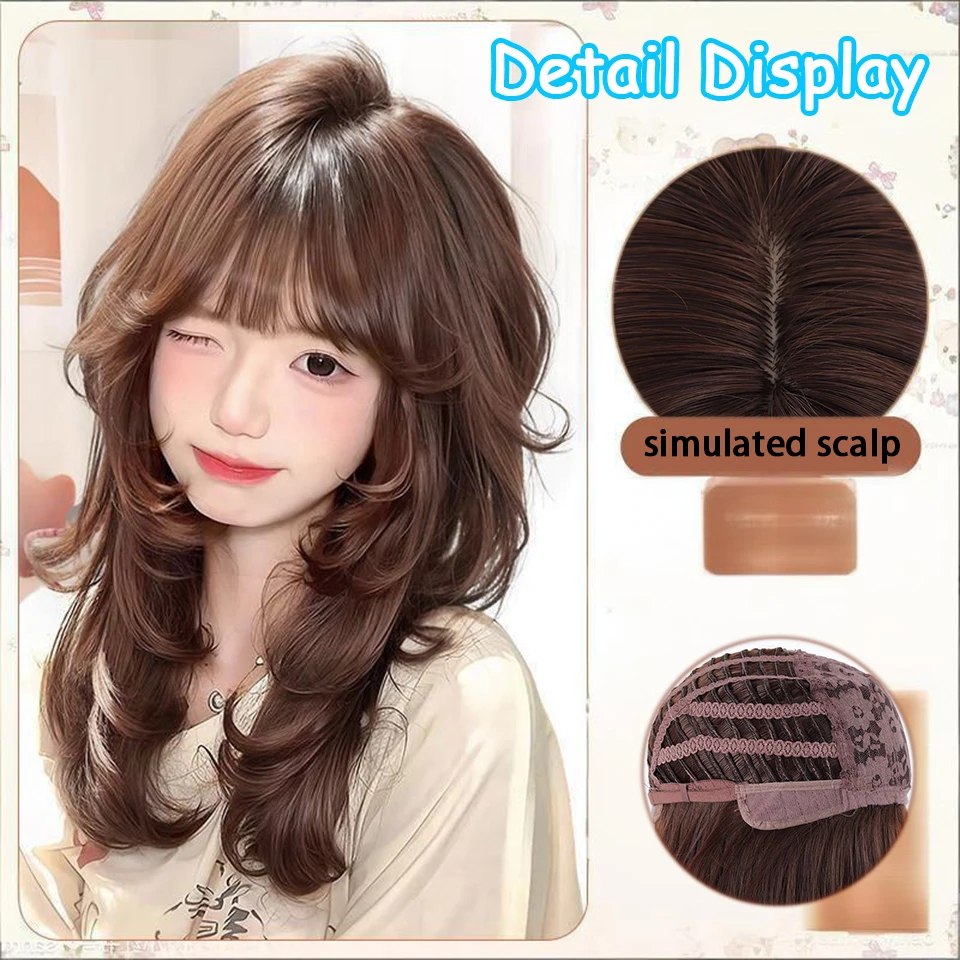 Lolita Style Wig with Bangs Long Curly Hair High Temperature Fibers Synthetic Wig For Women Christmas New Year Carnival Music