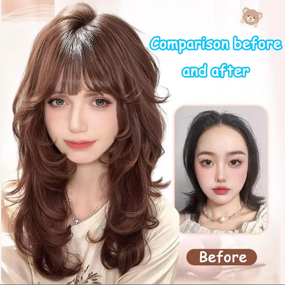 Lolita Style Wig with Bangs Long Curly Hair High Temperature Fibers Synthetic Wig For Women Christmas New Year Carnival Music