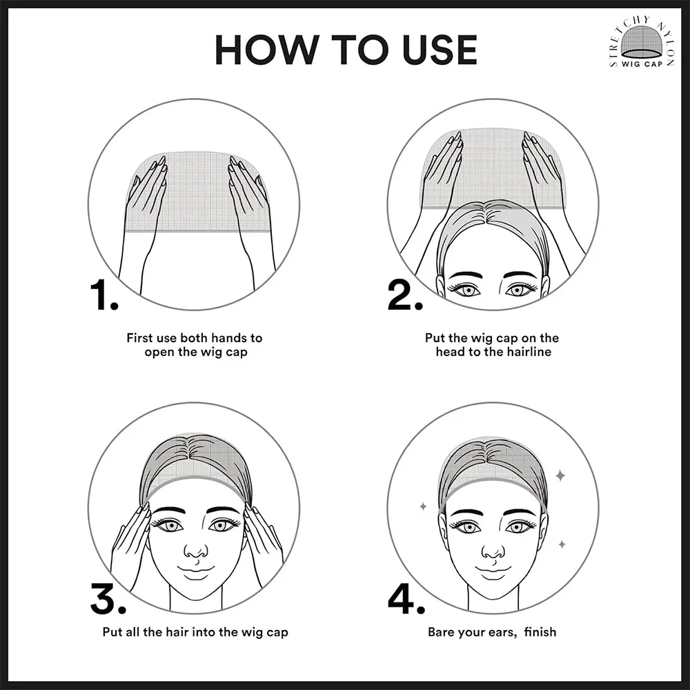 4/20pcs Black Wig Cap Elastic Breathable Invisible Wig Caps Perfect For Professional Use,2pcs/Pack