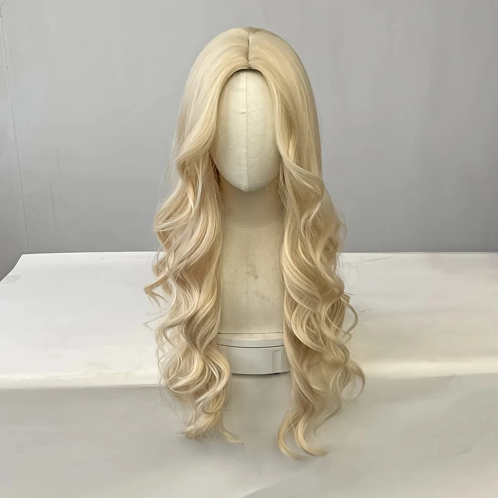 Big Waves of Golden Synthetic Wig for Halloween Party Cosplay Role-Playing Daily Wear with High-Temperature Synthetic Wig Cap