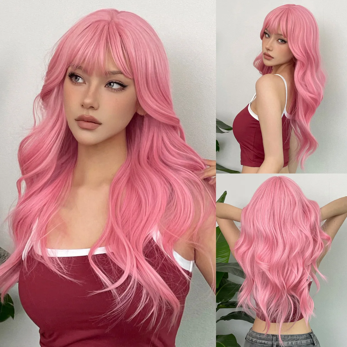 Big Waves of Golden Synthetic Wig for Halloween Party Cosplay Role-Playing Daily Wear with High-Temperature Synthetic Wig Cap