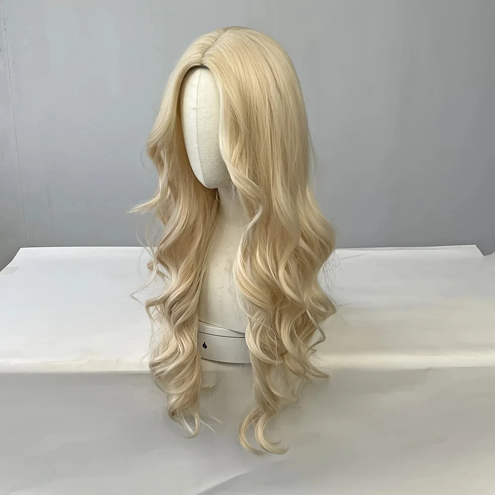 Big Waves of Golden Synthetic Wig for Halloween Party Cosplay Role-Playing Daily Wear with High-Temperature Synthetic Wig Cap