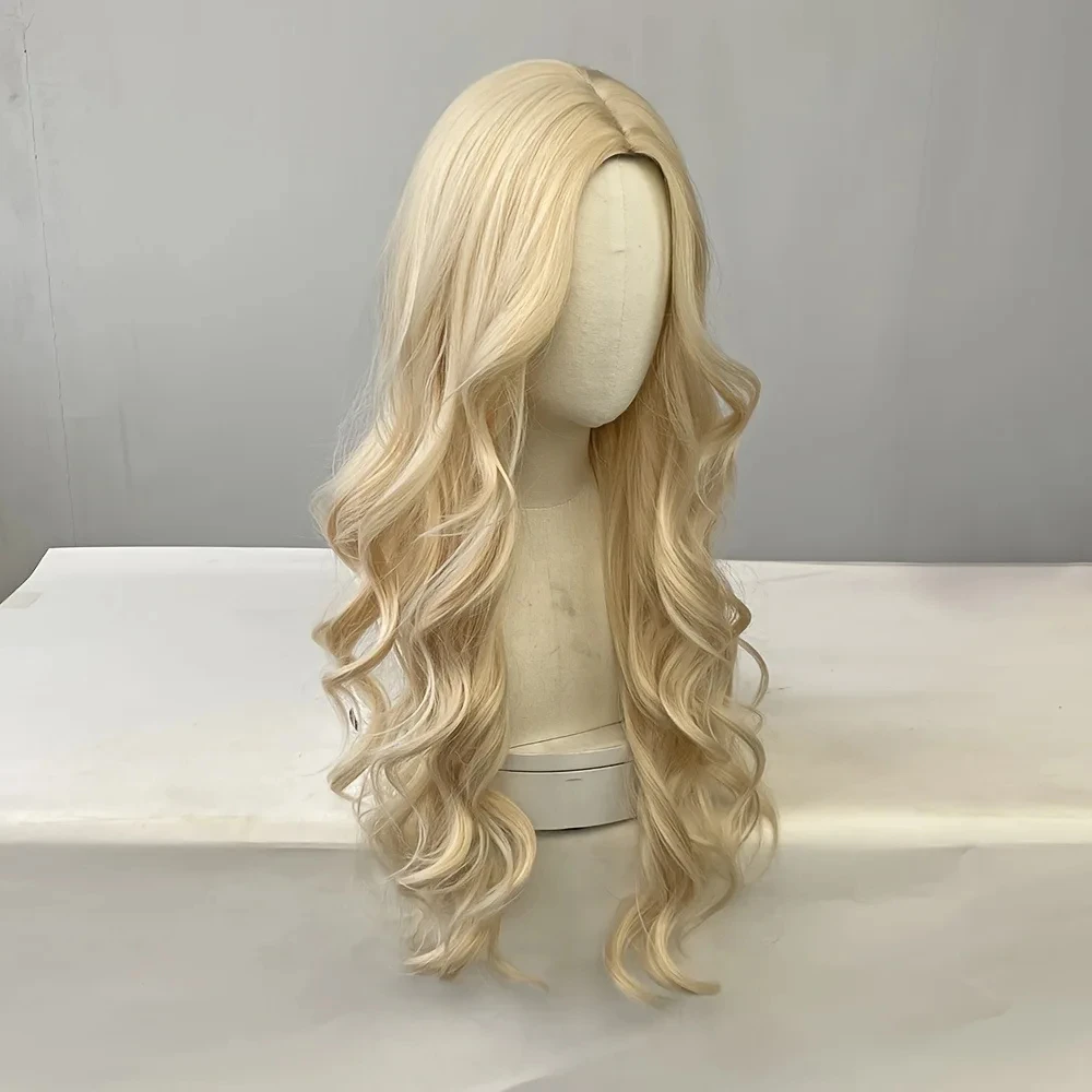 Big Waves of Golden Synthetic Wig for Halloween Party Cosplay Role-Playing Daily Wear with High-Temperature Synthetic Wig Cap