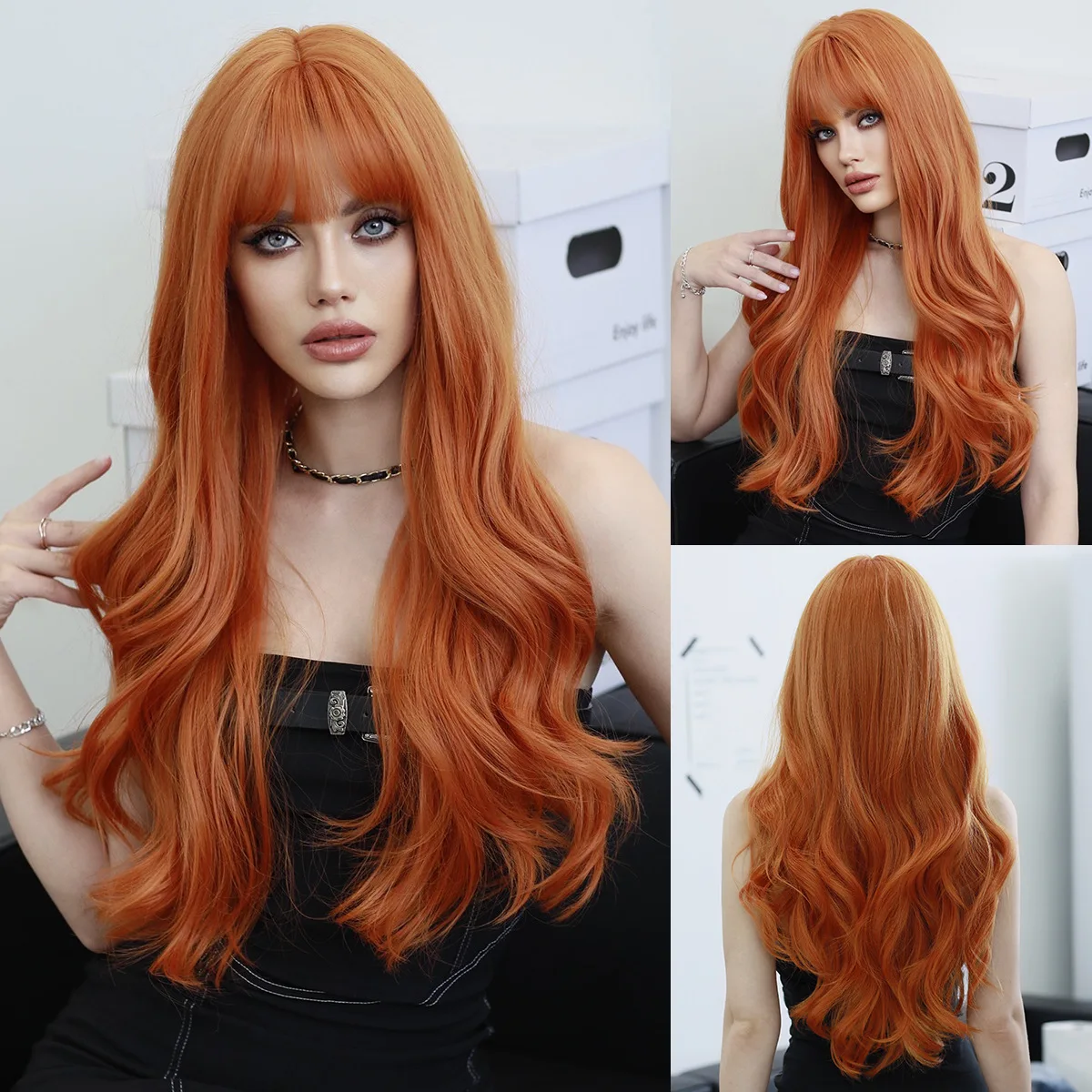 Big Waves of Golden Synthetic Wig for Halloween Party Cosplay Role-Playing Daily Wear with High-Temperature Synthetic Wig Cap
