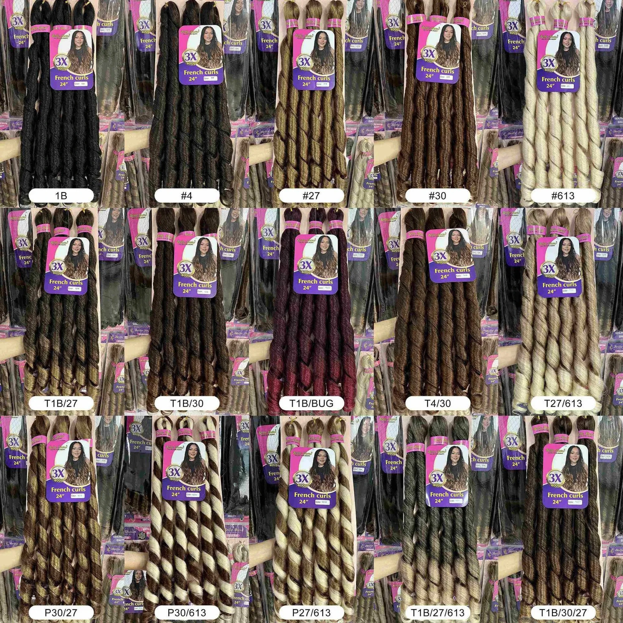 French Curly Braiding Hair Synthetic Wavy Hair Bundles Extensions Loose Weave Bundles 24 Inch 3pcs/Pack French Curly Braid Hairs