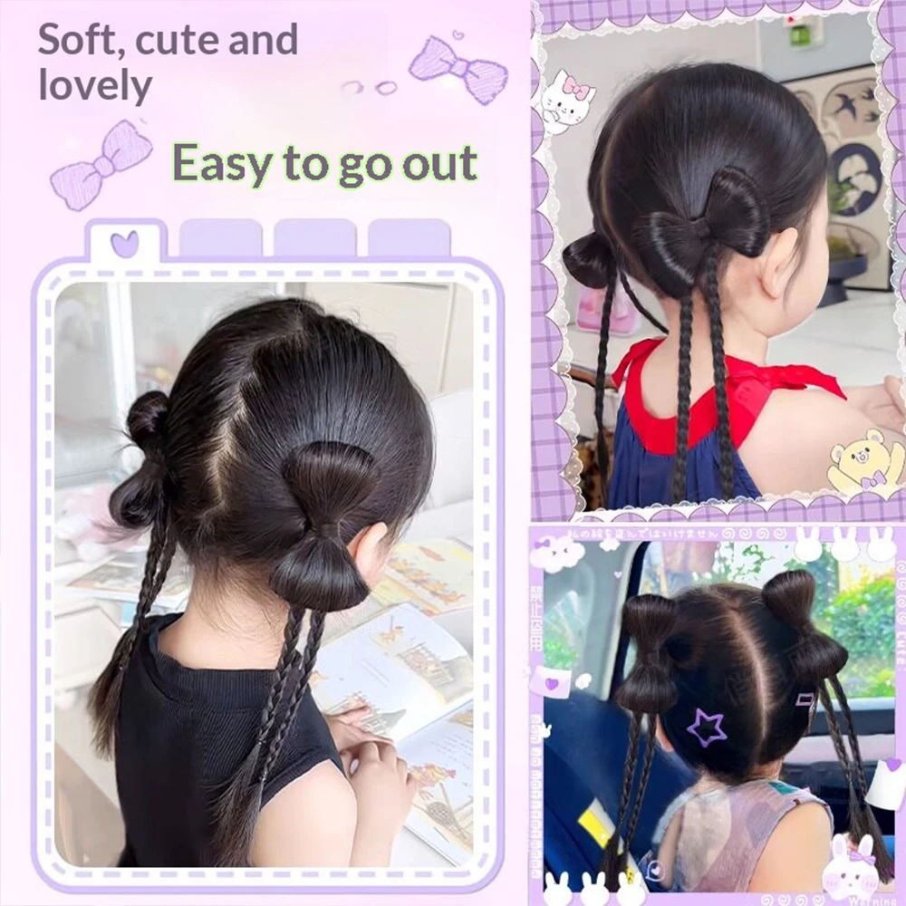 2 Pcs Bow Claw Clip Braided Ponytail Synthetic Hair Heat Resistant Fashion Hair Accessories for Women Daily Styling