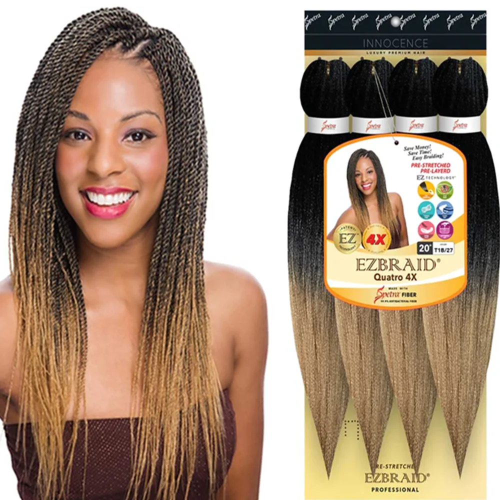 4X Easy Braid 20Inch Synthetic Yaki Texture Professional Braiding Hair Hot Water Setting with packaging Hair Extension For Women