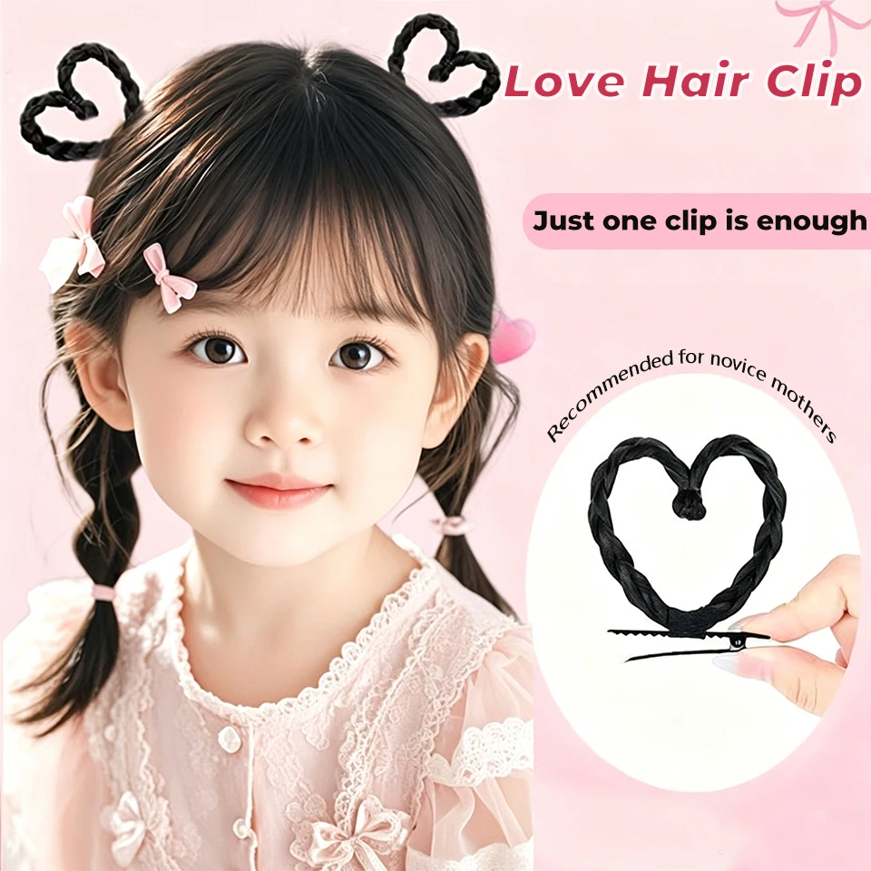 Synthetic Heart-Shaped Braided Hair Clip Style Children's Hair Synthetic Heart-Shaped Braided Hair Clip Hair Accessory