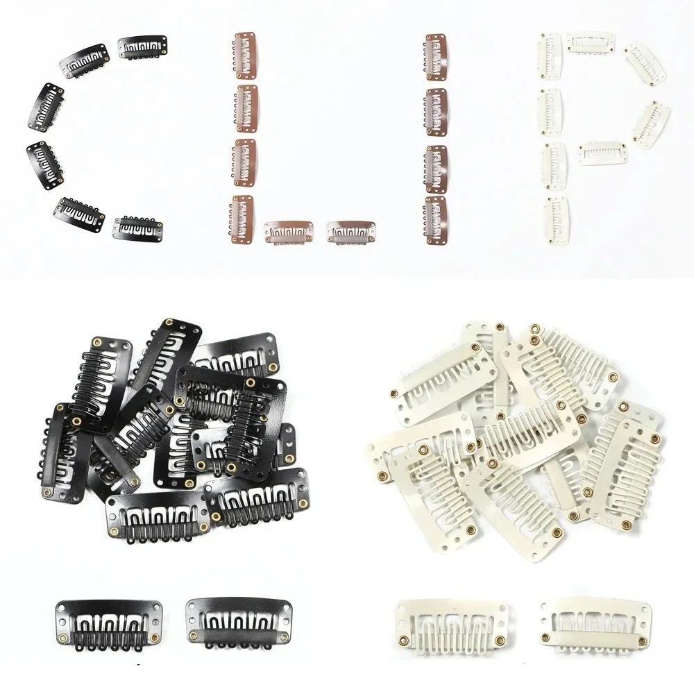 20 Pcs/50 Pcs/100 Pcs Hair Extension Clips 23/28/32mm Soft Rubber Metal Snap Wig Accessories for Women Men in 3 Colors