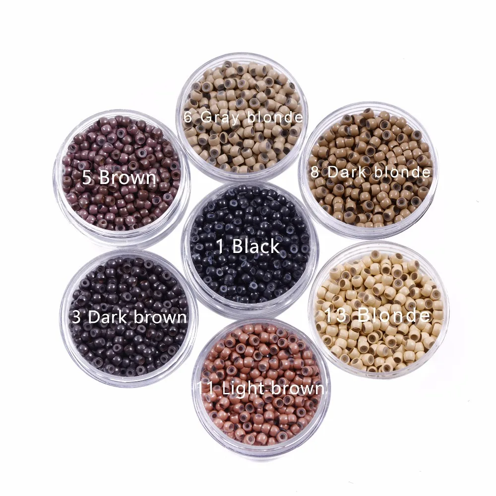 1000 PCS Silicone Lined Beads Nano Micro Link Rings for Nano Tip Human Hair Extensions 3.0x1.8x2.2mm