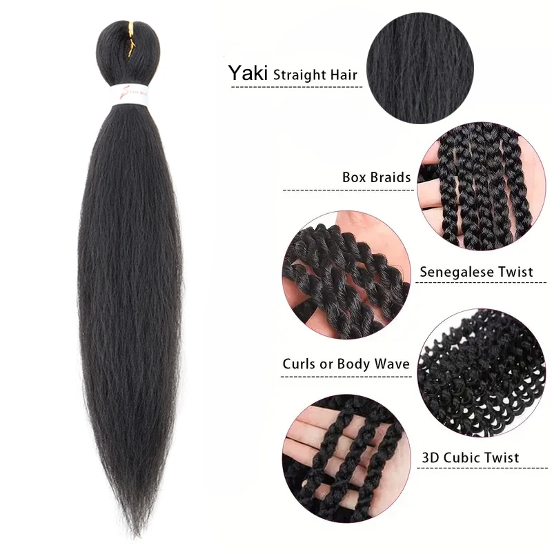 WIGSIN 20Inch Synthetic Pre Stretched Yaki Ez Box Braiding Hair for Women Hair Extension