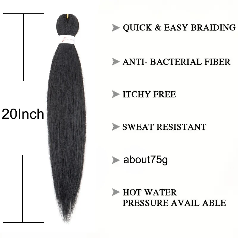 WIGSIN 20Inch Synthetic Pre Stretched Yaki Ez Box Braiding Hair for Women Hair Extension