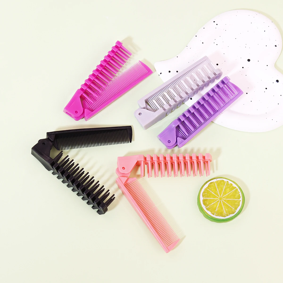 Portable Travel Folding Comb Brush Anti-Static Styling Massage Comb Professional Hair Styling Tool Special for Real Hair Wigs