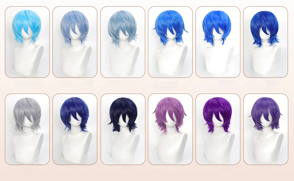 35cm Short Black Spiky Cosplay Wig Pre-Teased Crown Heat Resistant Synthetic Wig Layered Flipped-out Universal Anime Wig