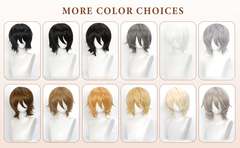 35cm Short Black Spiky Cosplay Wig Pre-Teased Crown Heat Resistant Synthetic Wig Layered Flipped-out Universal Anime Wig