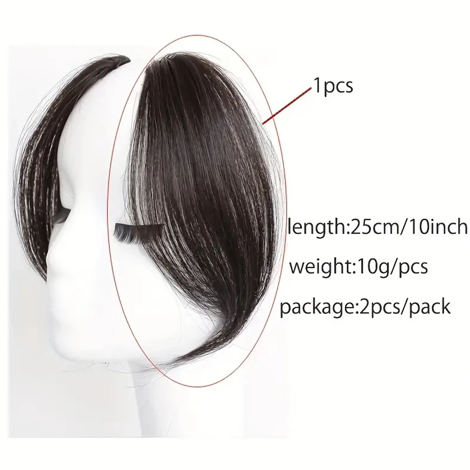 2pcs Side Bangs Synthetic Hair Extension Easy Clip In Gradient Bangs Natural Seamless Synthetic Fringe Hairpiece For Women Girls