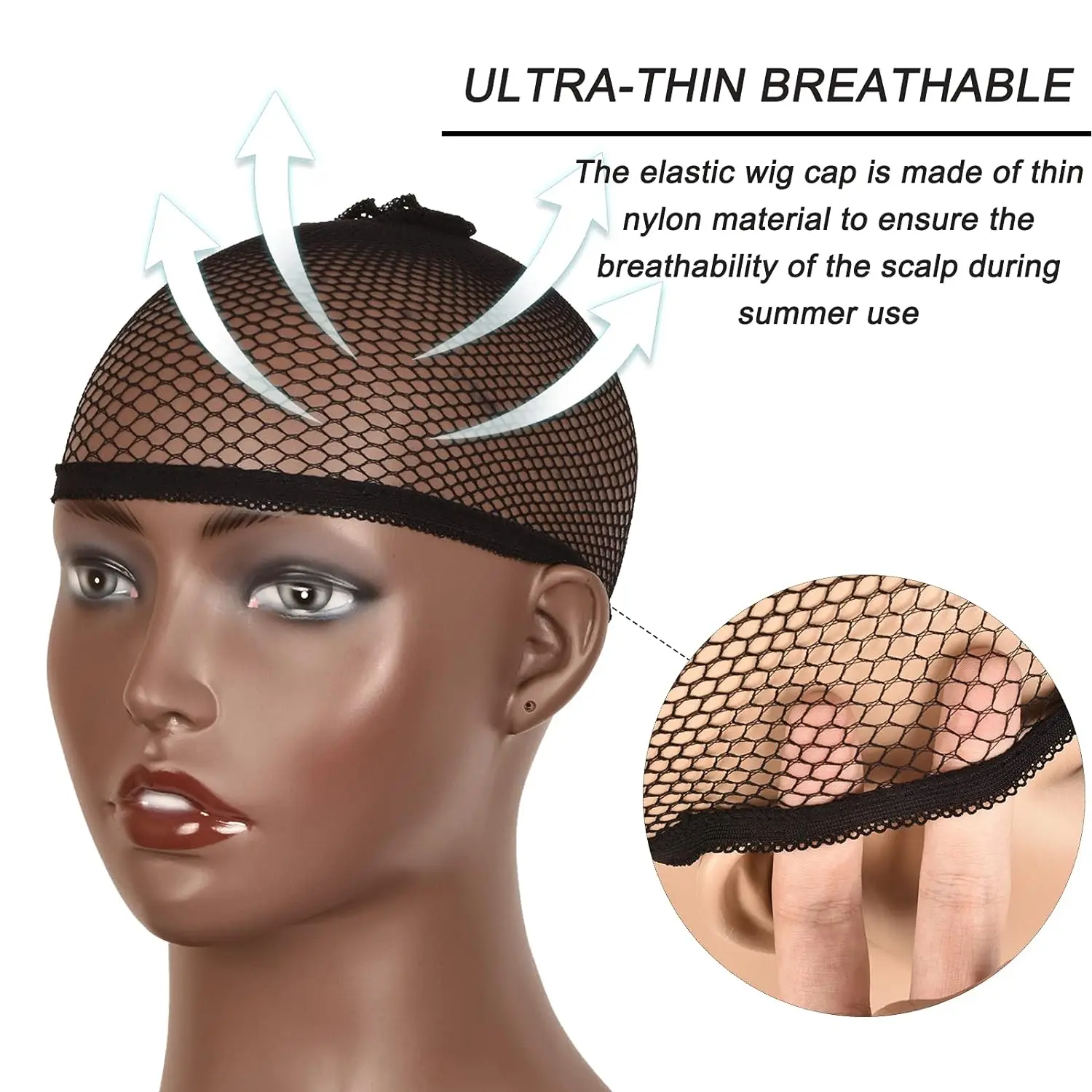 2pcs/12pcs Stretchable Elastic Hair Nets - Open End Mesh Net Wig Cap for HairStyling - High Quality and Durable
