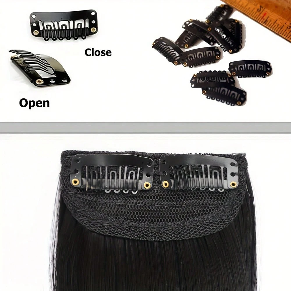 2Pcs Synthetic Short Straight Pad Invisible Hair Extension Lining of Hair Top Side Cover Hairpiece for Women