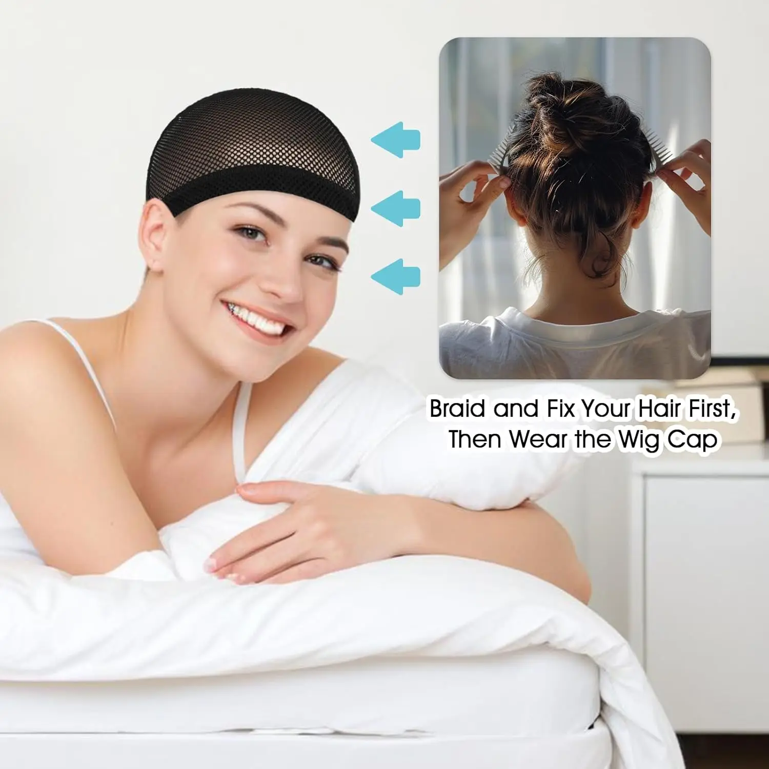 Wig Cap Black Crochet Wig Caps Stretchable Mesh Wig Caps Non Slip Hair Nets Weaving Cap for Making and Keeping Wig