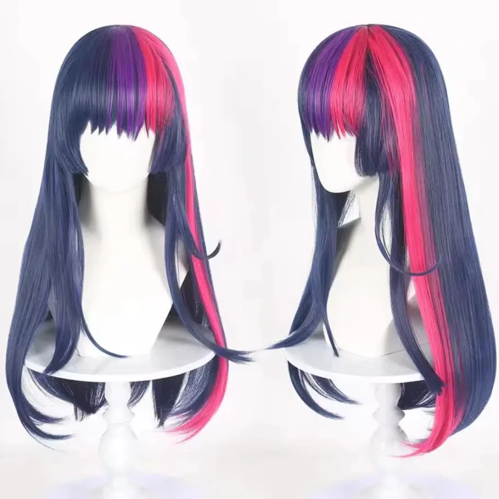 Anime Twilight Sparkle Wigs Long Striaght Blue&Purple&Pink Cosplay Wigs for Women Girls Heat Resistant Synthetic Hair Halloween