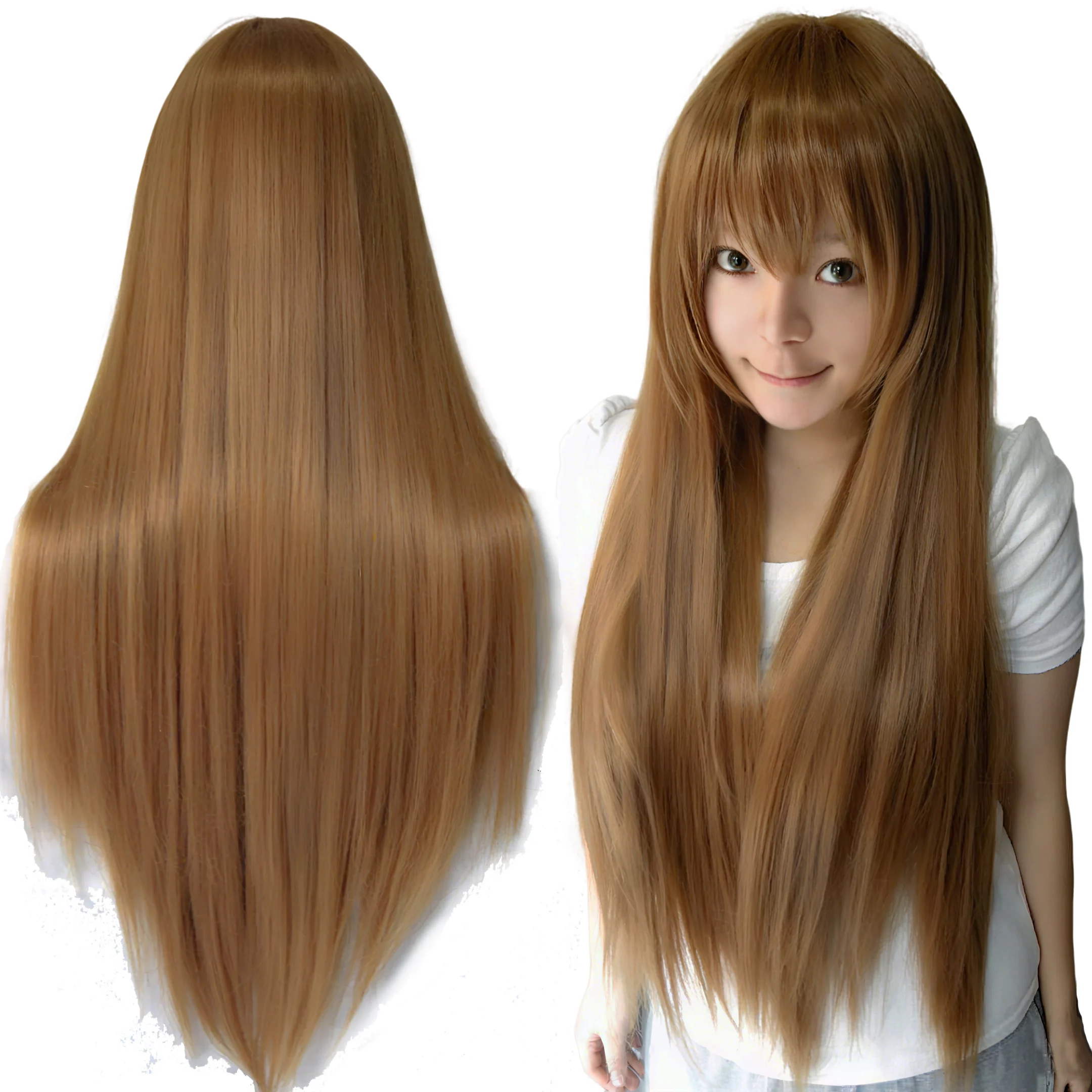 Synthetic Hair Brown Long Cosplay Wigs Straight Wig Chitanda Eru Anime Hair Pieces Costume Wig
