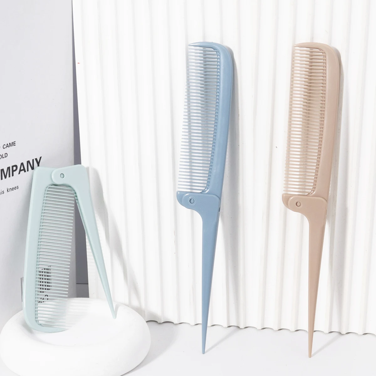 1pc portable minimalist folding tail comb, mini and compact portable home hair styling tool,Special for real hair wigs