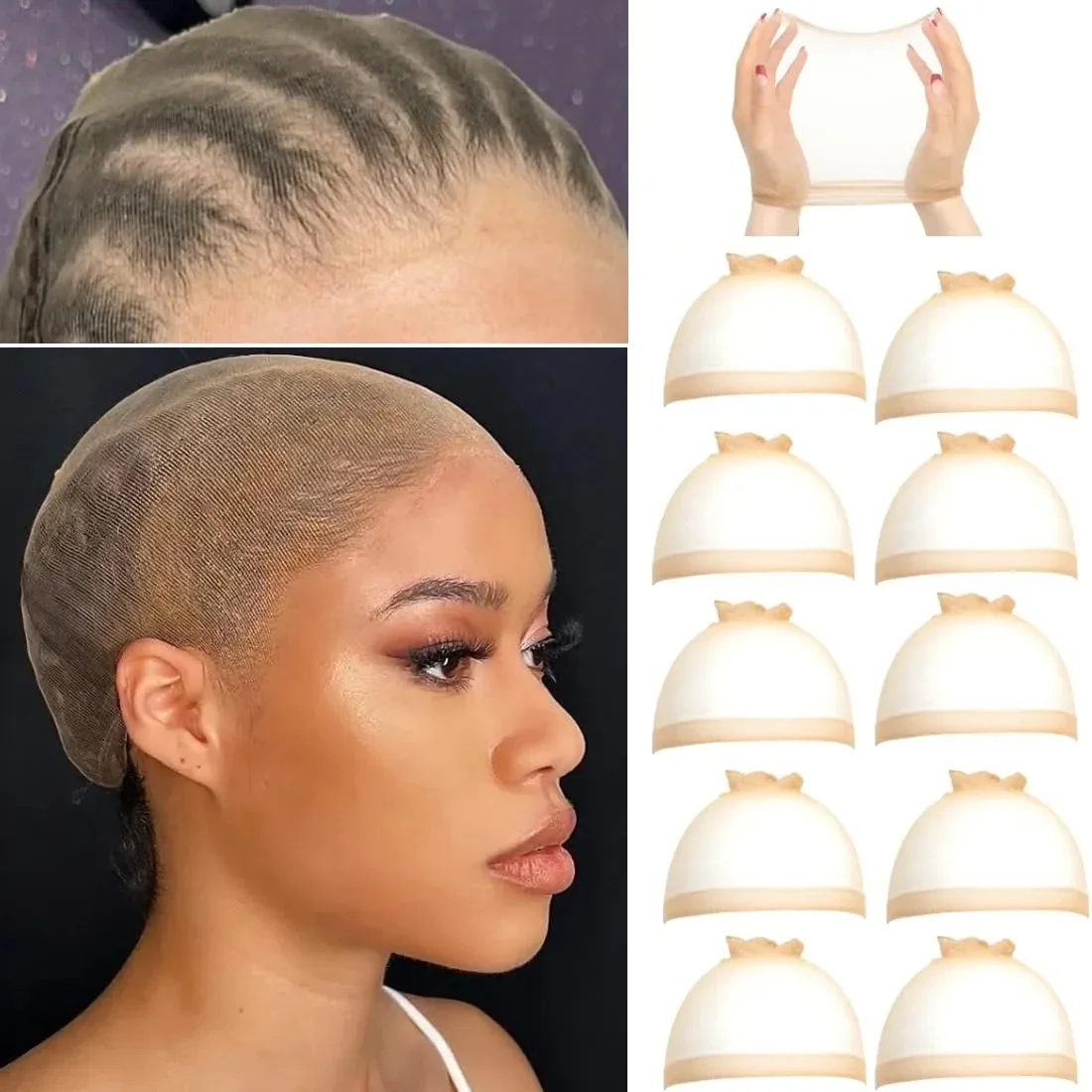 Wholesale HD Wig Cap for Women Invisible Ultra-thin Stretchy Stocking Caps for Lace Front Wigs Sheer Wig Cap Thin Nylon Cap