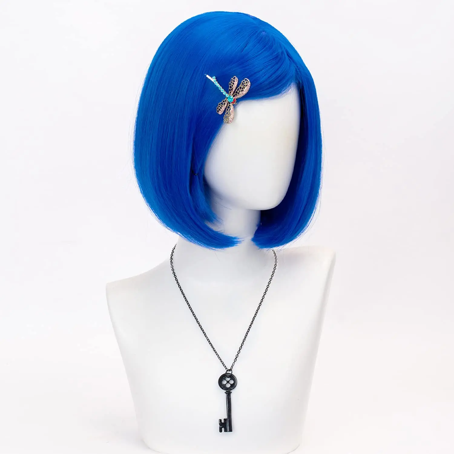 Caroline Women Short Straight Hair Wigs Women Synthetic 12 Inches Anime Cosplay Costume Party Wigs Dark Blue