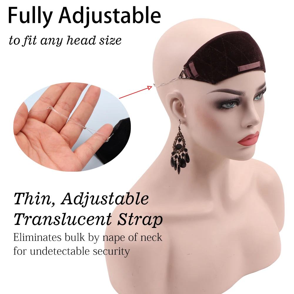 Velvet Wig Grip Band Glueless Top Grip For Hair Topper Adjustable Translucent Strap Top Headband For Your Wig Or Topper
