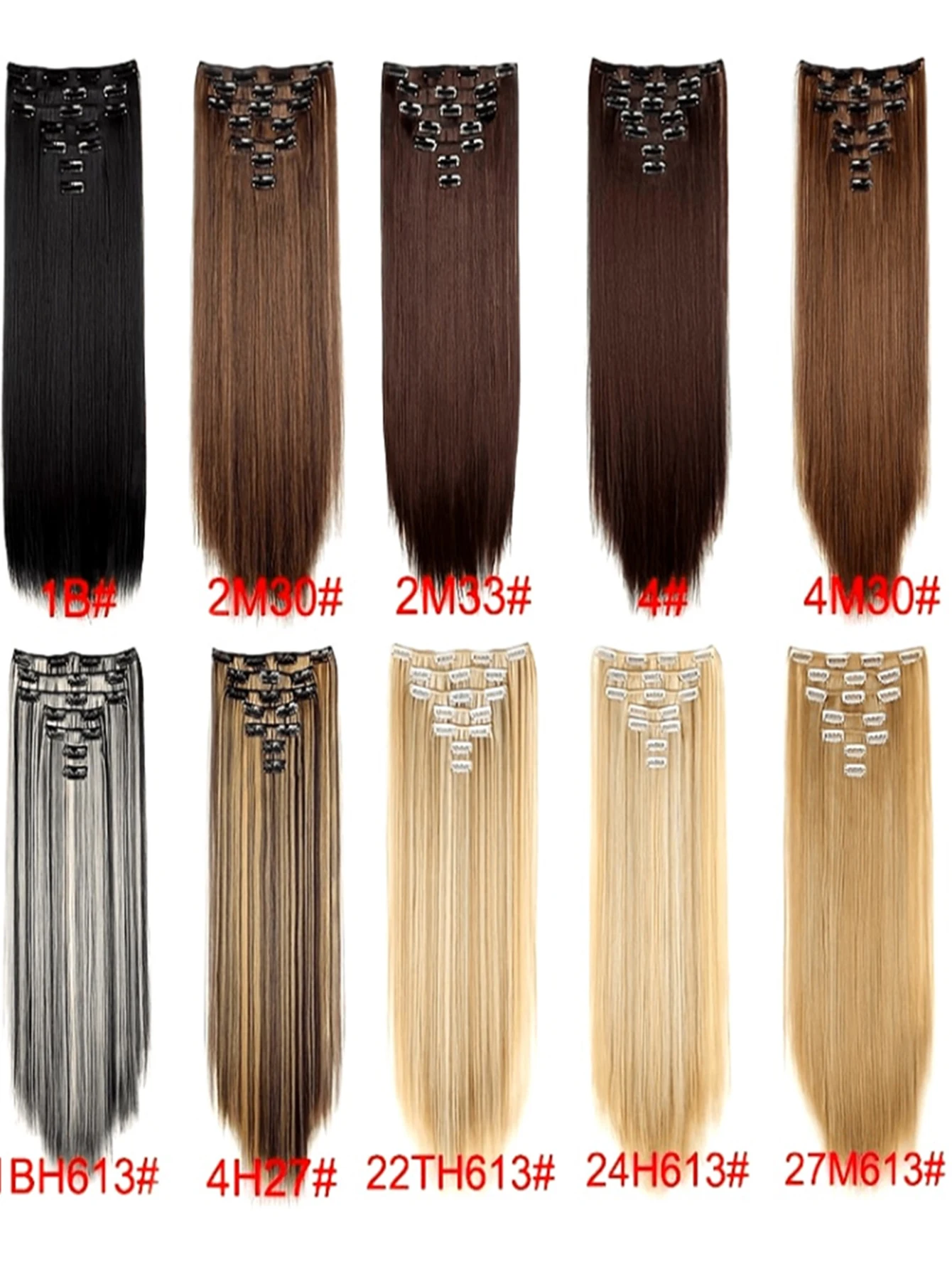 Synthetic Straight Hair Clip In Hair Extensions 7PCS Set Corn 24inch Long Clip On Hairpiece Corn Wavy Style For Women Girls