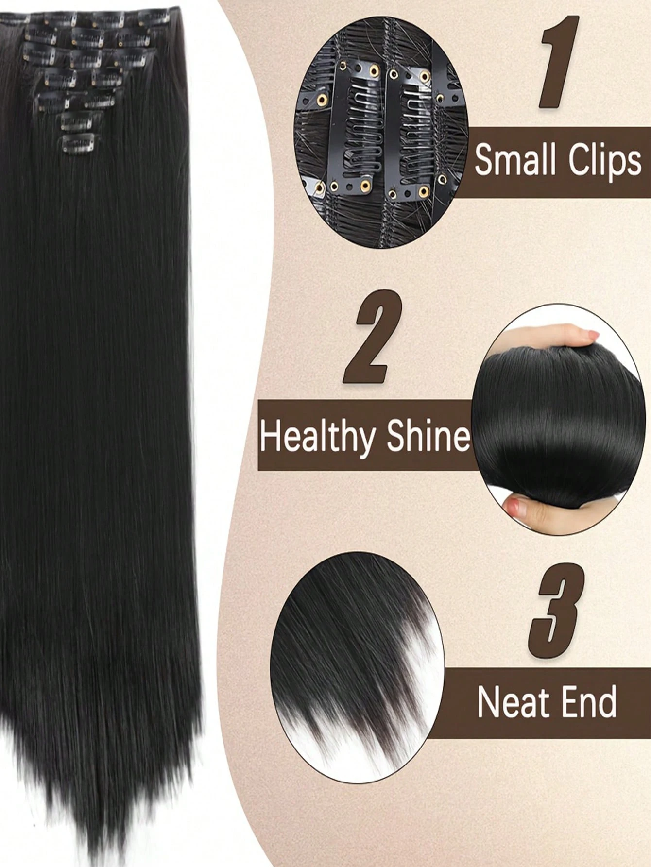 Synthetic Straight Hair Clip In Hair Extensions 7PCS Set Corn 24inch Long Clip On Hairpiece Corn Wavy Style For Women Girls