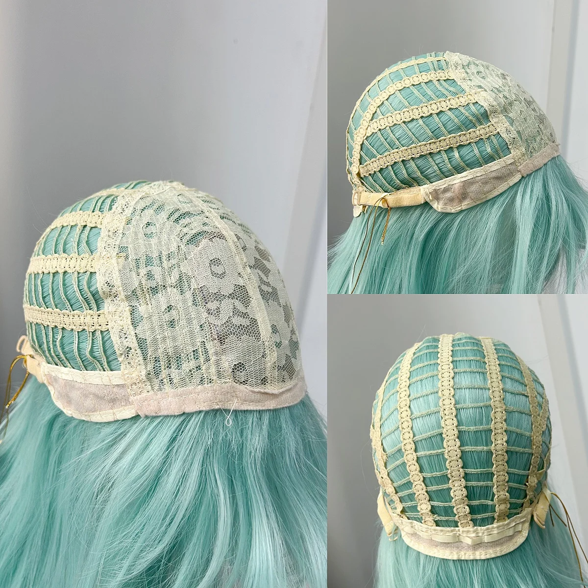 Wig with Bangs Mint Green 24inch Straight Headband Wig for Women Lolita Nature Fashion High Temperature Fibers Synthetic Wigs