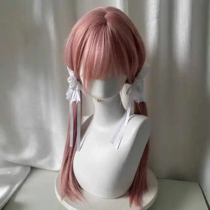 AOSIQUEEN Grapefruit Powder Wig Long Straight Synthetic Wig for Women Fashion Wig for Daily Halloween Costume Party Cosplay