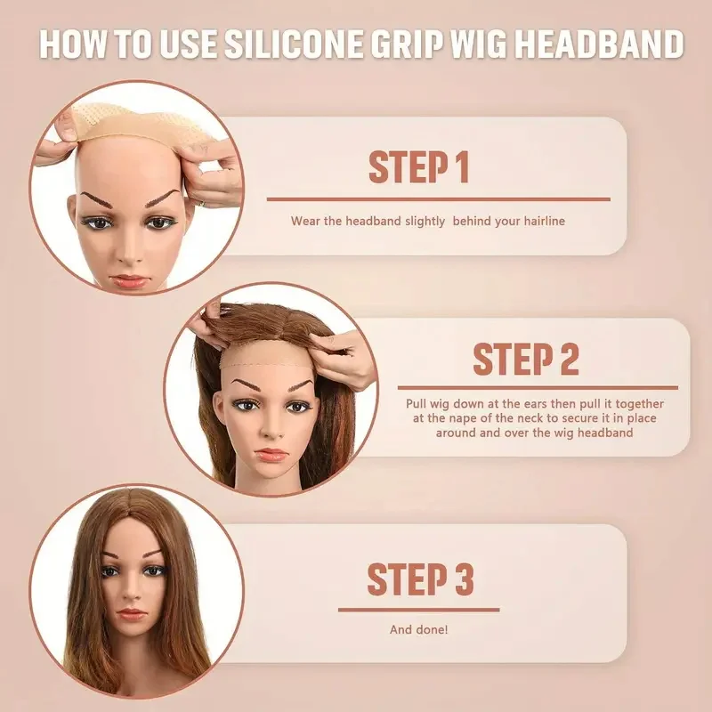 Silicon Wig Band Elastic Wig Grip Brown White Black Headband For Fix Wigs Beige Hair Band