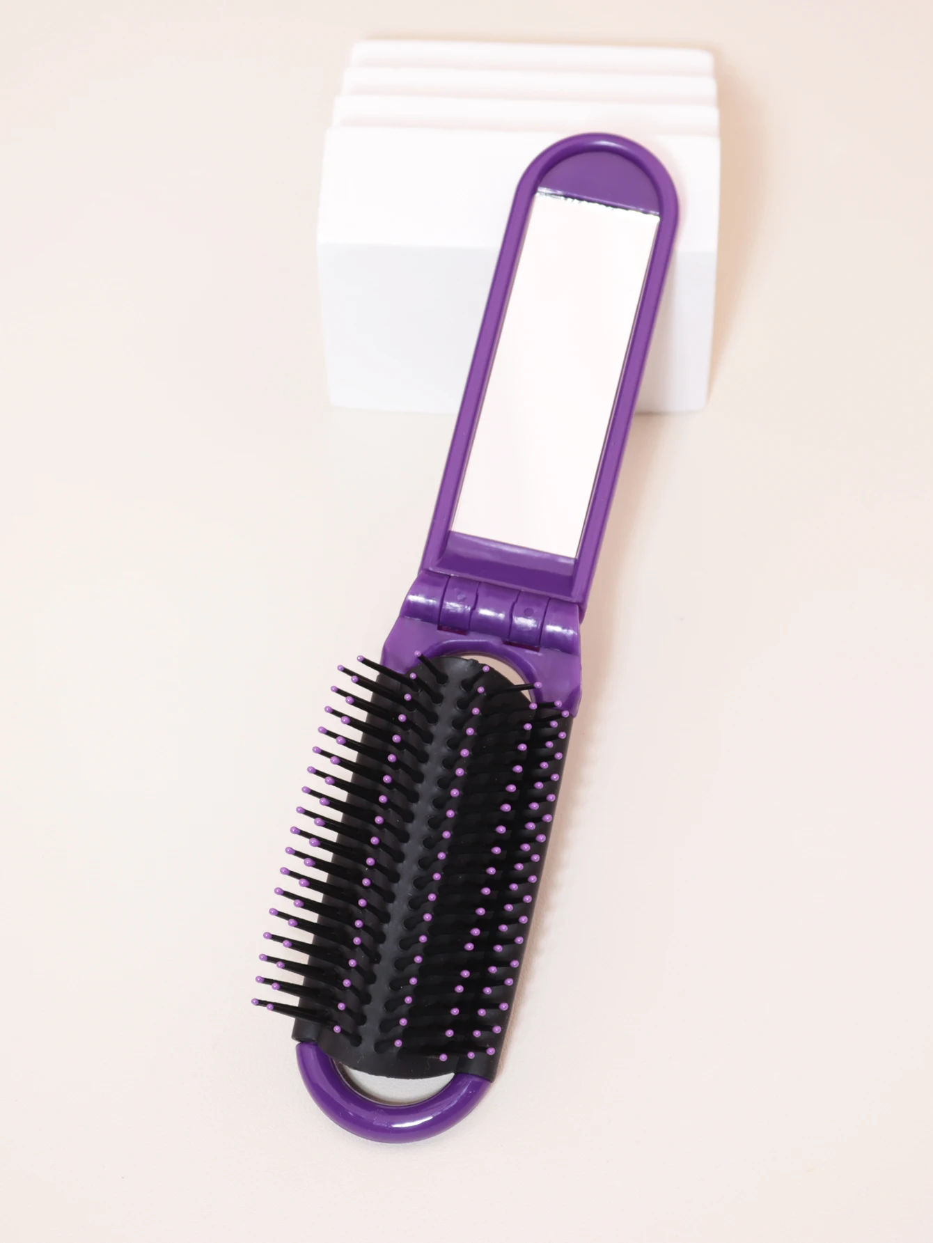 1pc portable mini foldable anti-static massage mirror hair comb travel girl with mirror foldable comb Special for real hair wigs