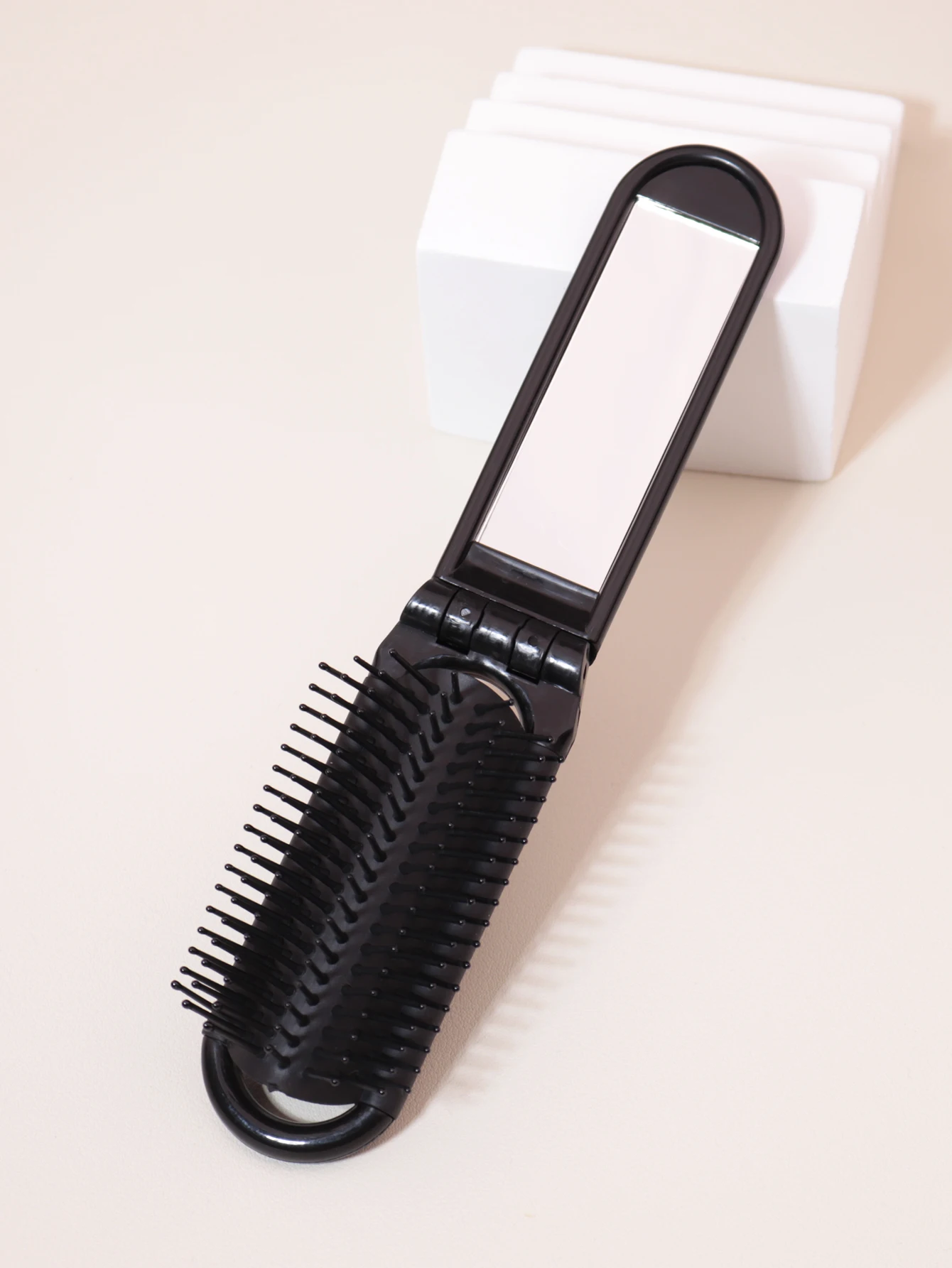 1pc portable mini foldable anti-static massage mirror hair comb travel girl with mirror foldable comb Special for real hair wigs