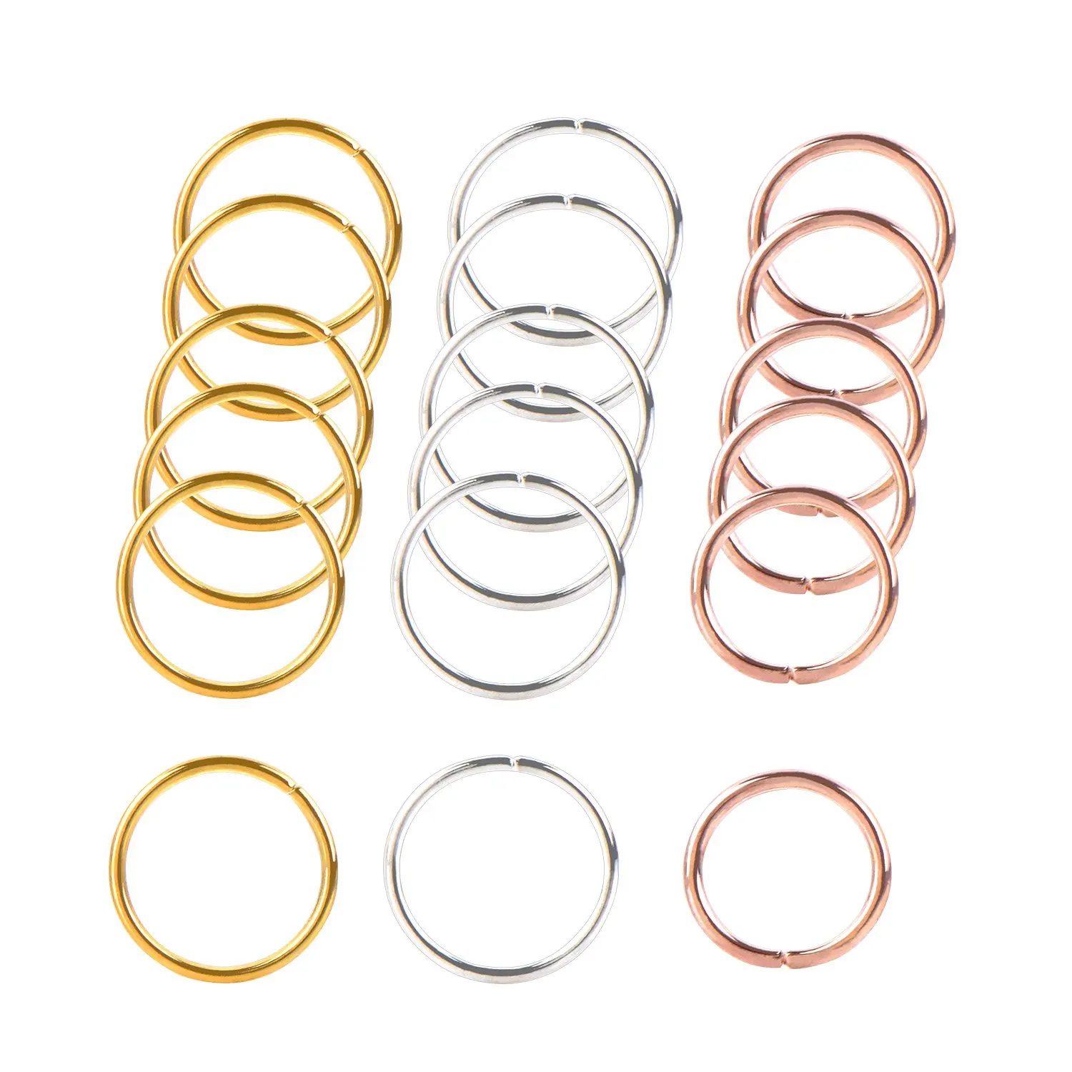 100Pcs 12mm Golden/Sliver/Rose Red Color Hair Rings Hair Clips Loop for Women Girls DIY Hair Accessories Dreadlock