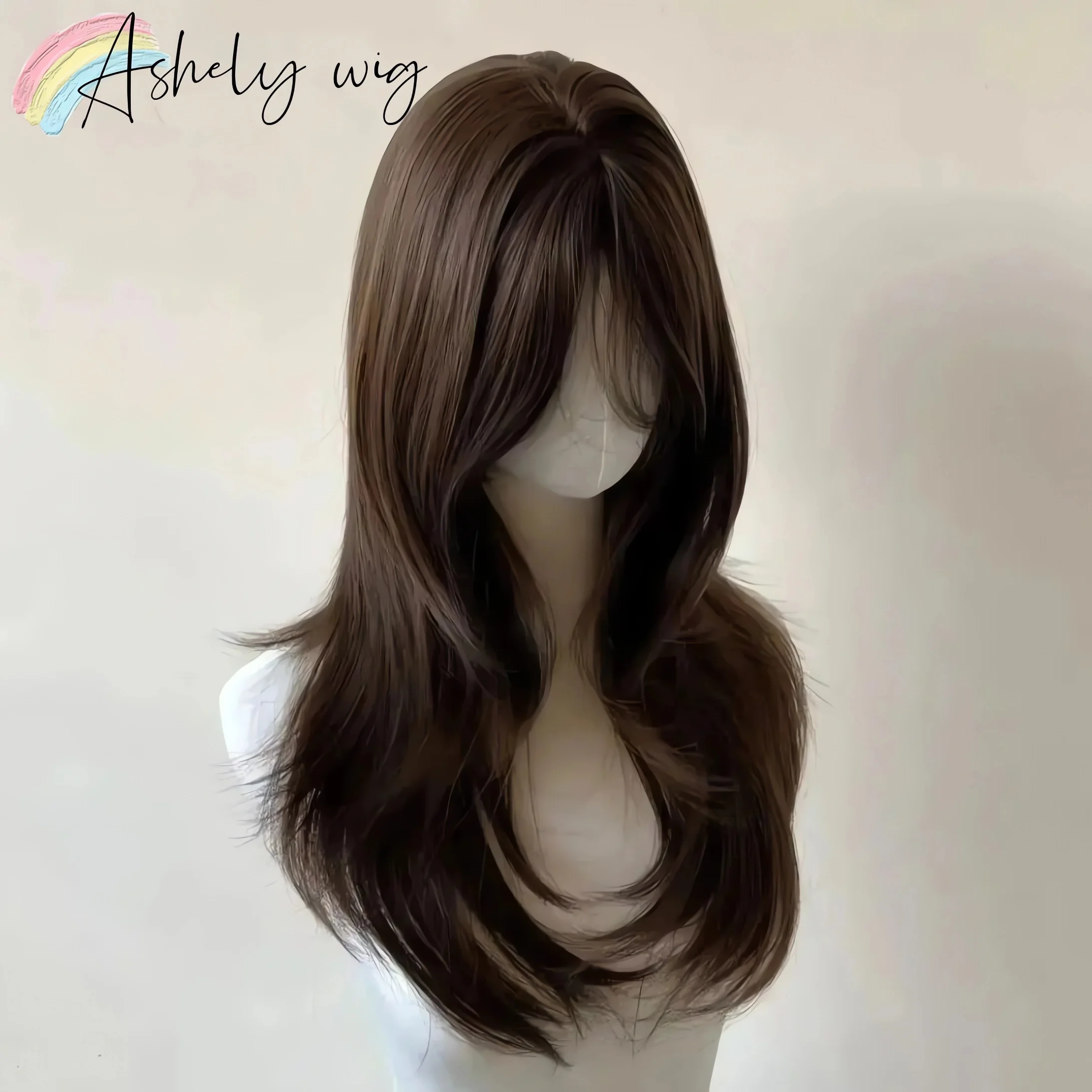 Ashely Brown Wig for Women Headband Body Wave Synthetic Wigs with Curtains Bangs High Quality Hair Wig for Daily Use парик 가발
