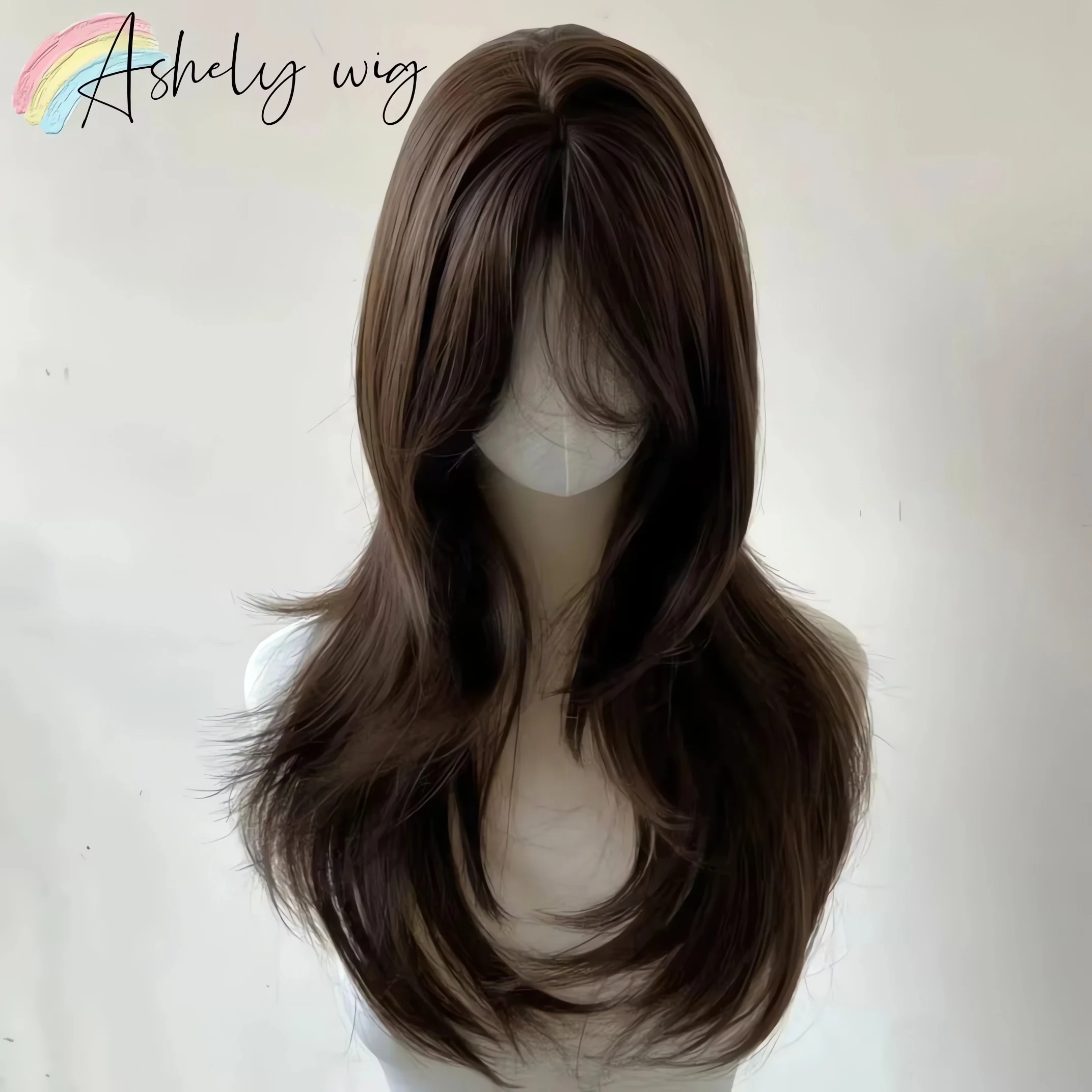 Ashely Brown Wig for Women Headband Body Wave Synthetic Wigs with Curtains Bangs High Quality Hair Wig for Daily Use парик 가발
