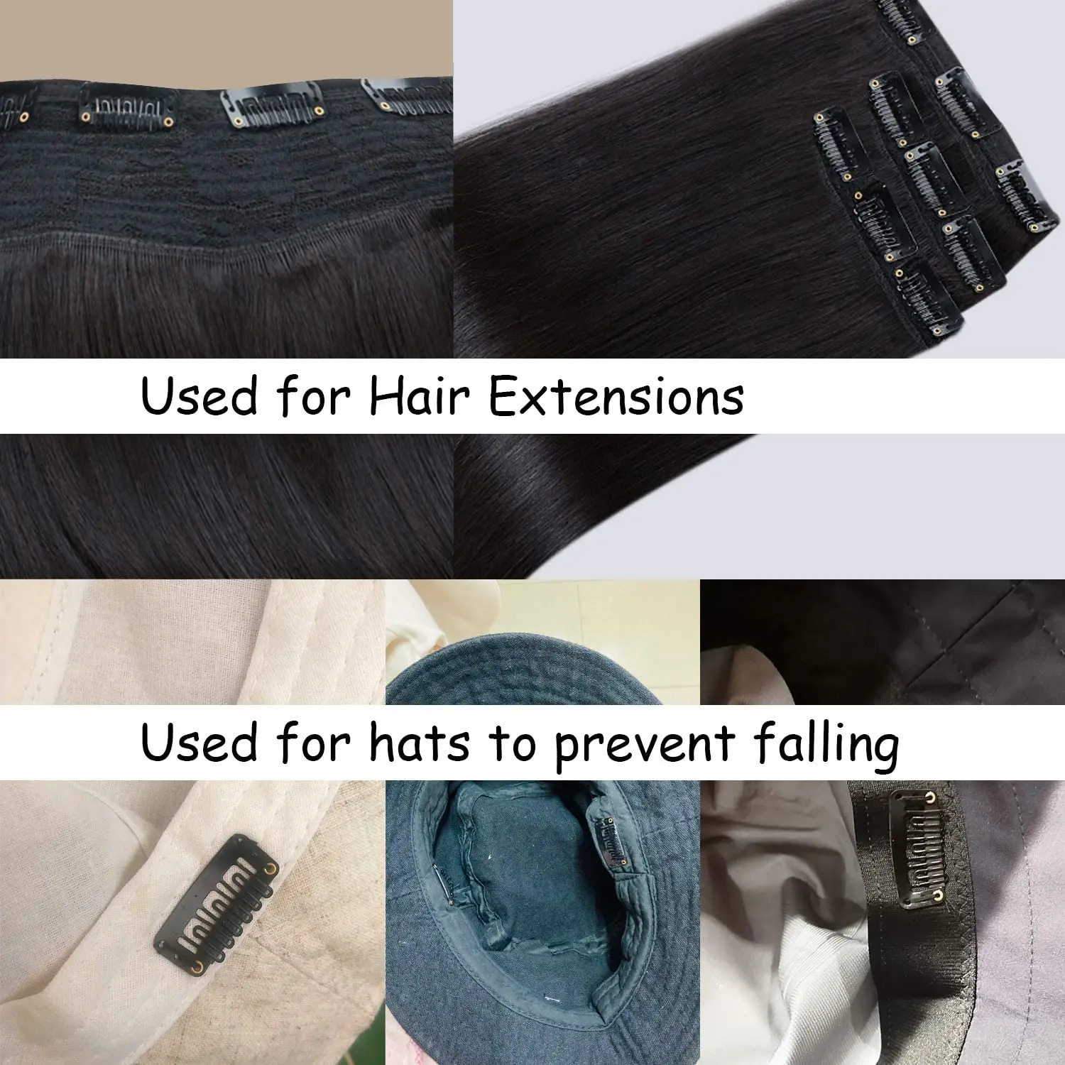20-200Pcs Snap Wig Clips 6-Teeth U-shape Hair Extension Clips to Secure Wig With Silicon Rubber Wig Clips