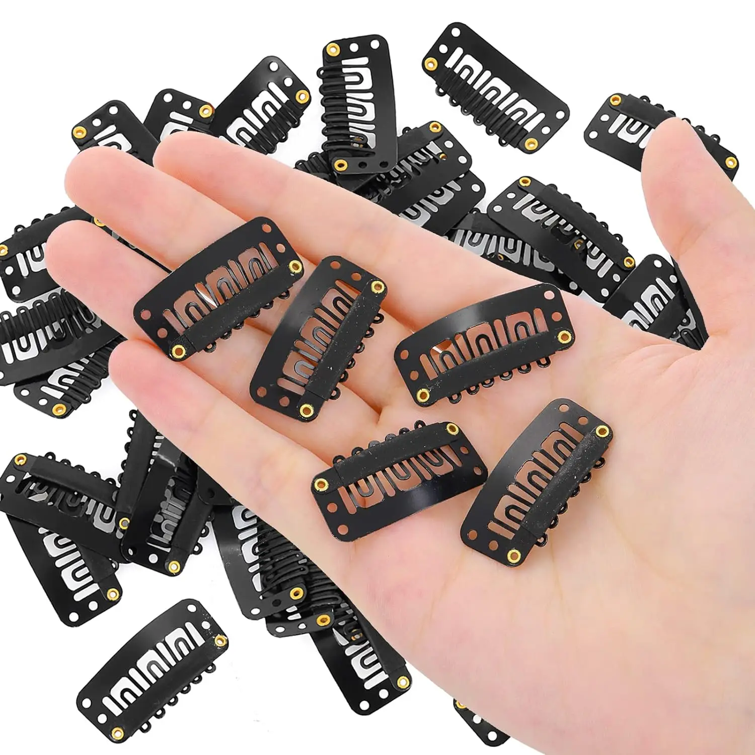 20-200Pcs Snap Wig Clips 6-Teeth U-shape Hair Extension Clips to Secure Wig With Silicon Rubber Wig Clips