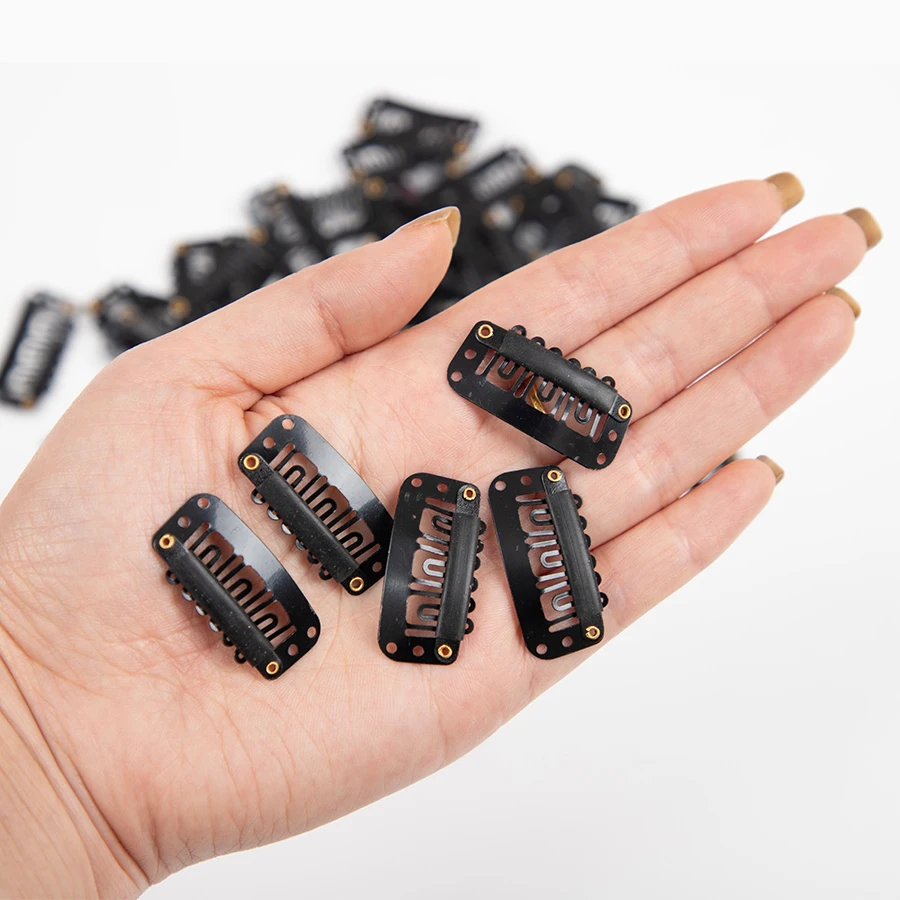 20-200Pcs Snap Wig Clips 6-Teeth U-shape Hair Extension Clips to Secure Wig With Silicon Rubber Wig Clips