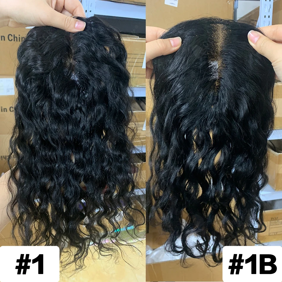 Women Hair Topper 100% Remy Human Hair Curly 9x14cm Invisible Base 12 Inch Long Add Volume Cover Hair Part