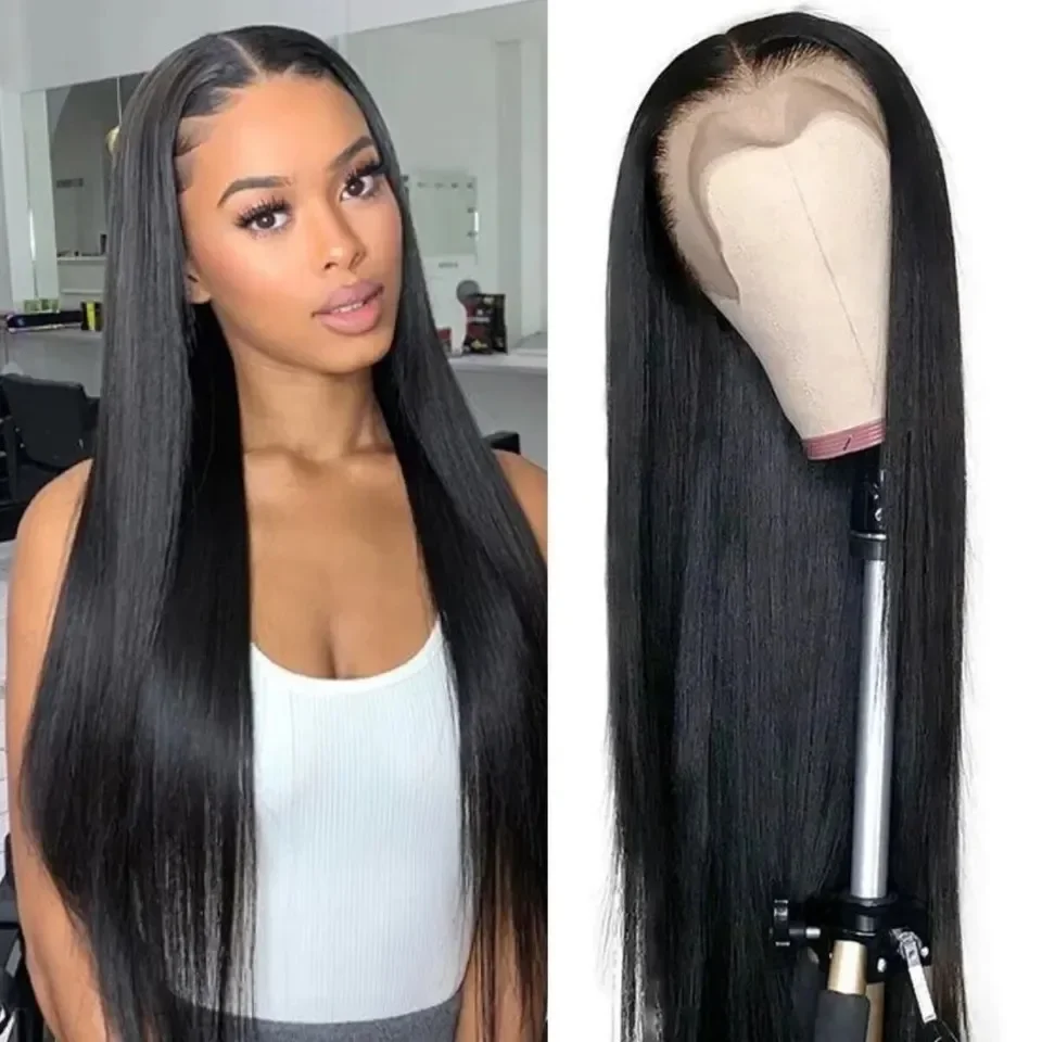 Straight Soft Hair 13X4X1 Lace Front Synthetic Wig For Women Natural Hairline Baby Hair Preplucked Bleach Knots Cosplay Glueless