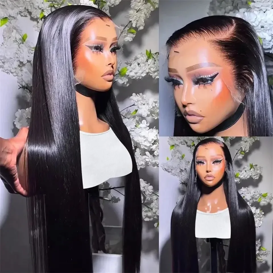 Straight Soft Hair 13X4X1 Lace Front Synthetic Wig For Women Natural Hairline Baby Hair Preplucked Bleach Knots Cosplay Glueless