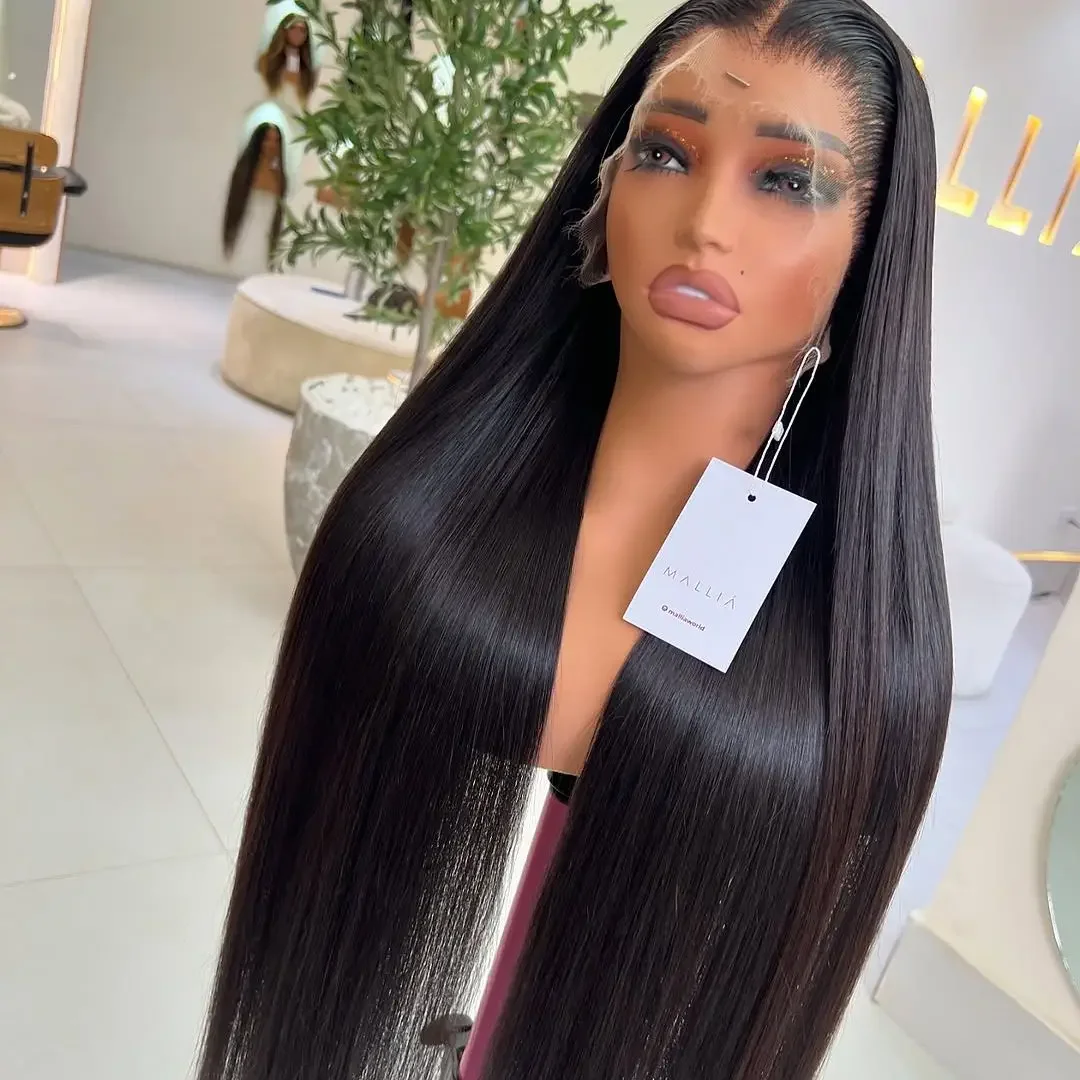 Straight Soft Hair 13X4X1 Lace Front Synthetic Wig For Women Natural Hairline Baby Hair Preplucked Bleach Knots Cosplay Glueless