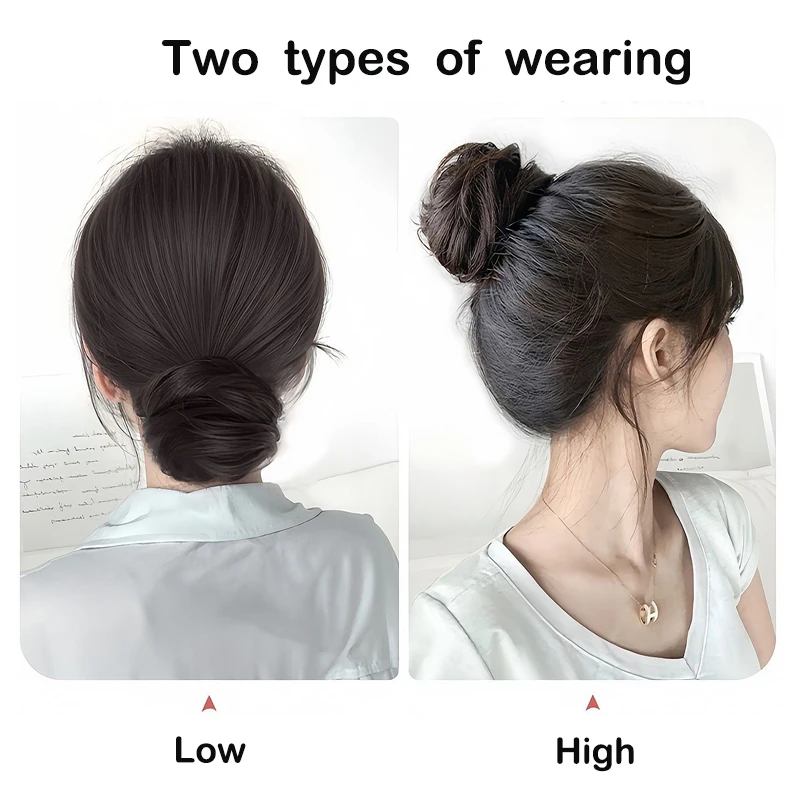 Synthetic Chignon Wig Hair Bun Extensions Retractable Bun Hairpiece Straight Donut Chignon Updo Hair for Women All Occasions Use