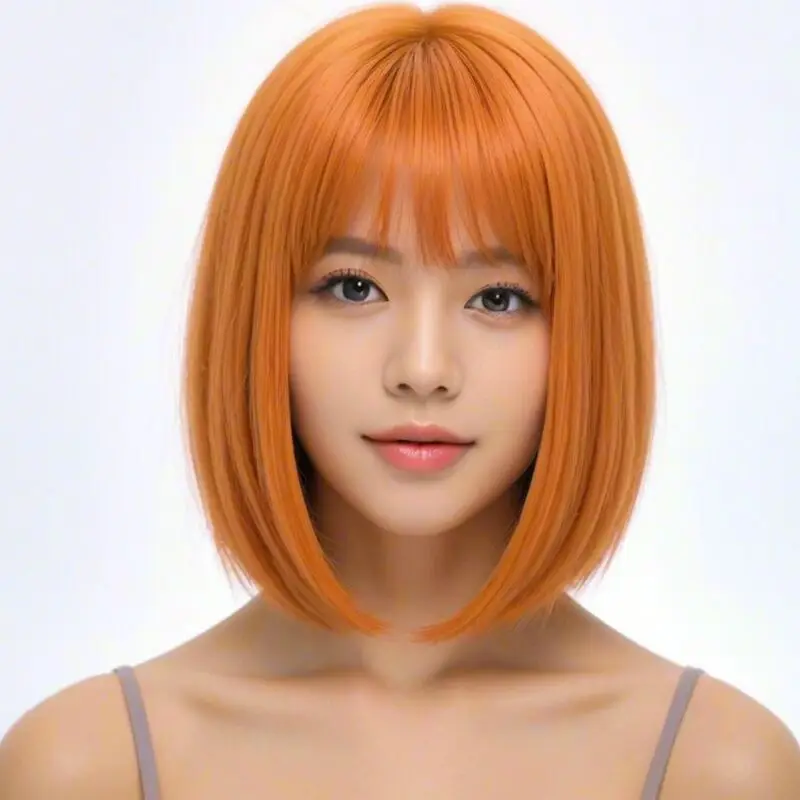 Short Bob Hairstyle Synthetic Wig for Halloween Party Cosplay Role-Playing Wig Daily High-Temperature Hair Accessory Set
